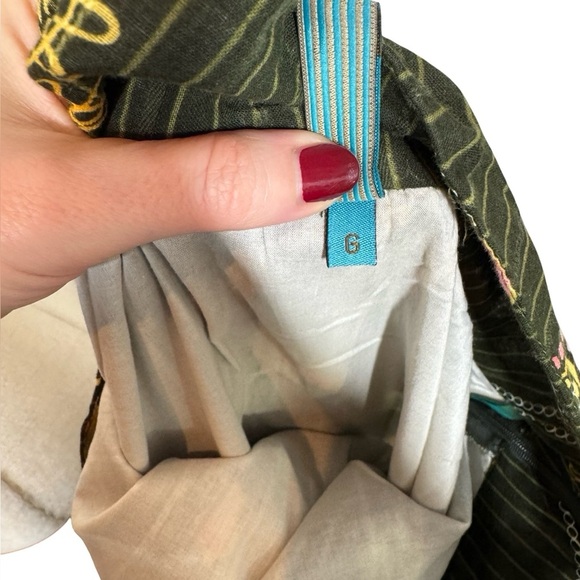 FARM Rio Olive Green Floral Tiered Midi Skirt with Yellow Embroidery - Picture 6 of 9